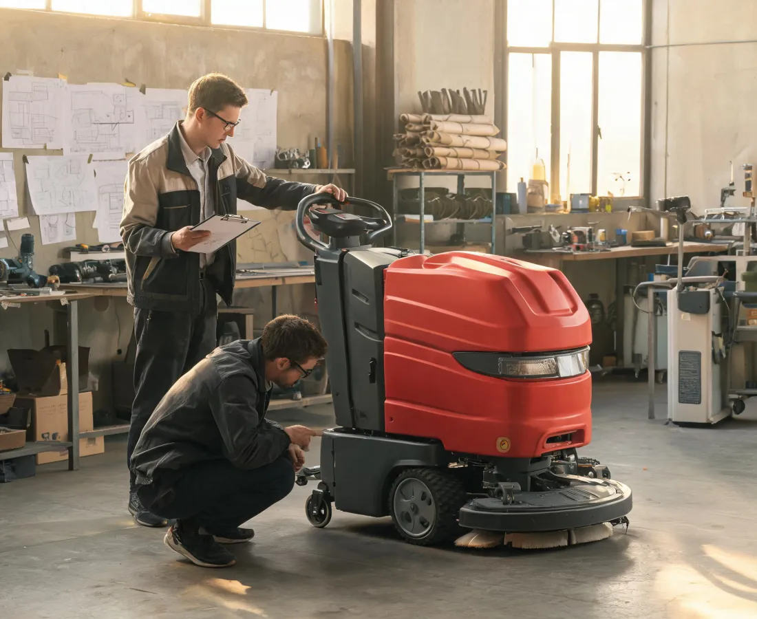 Comac cleaning machine design review in an Italian engineering studio